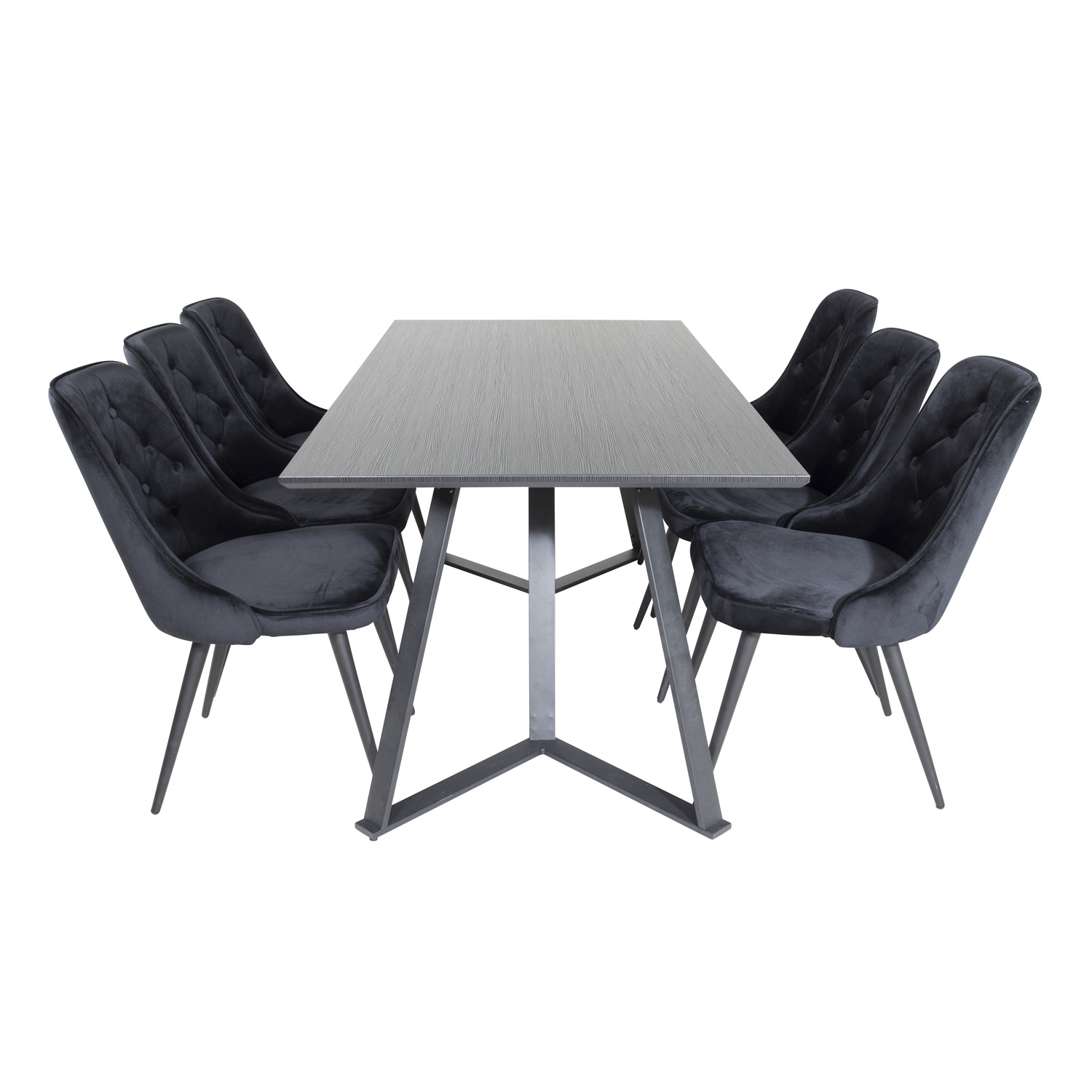 Venture Design Marina Spisebordssæt Stole Sort Finer Sort Metal Og Sort Fløjl Sort Metal