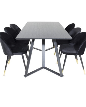 Venture Design Marina Spisebordssæt       Stole Sort Finer Sort Metal Og Sort Fløjl Sort Metal