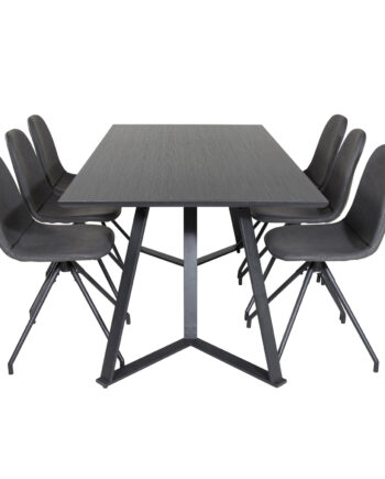 Venture Design Marina Spisebordssæt       Stole Sort Finer Sort Metal Og Sort Pu Sort Metal