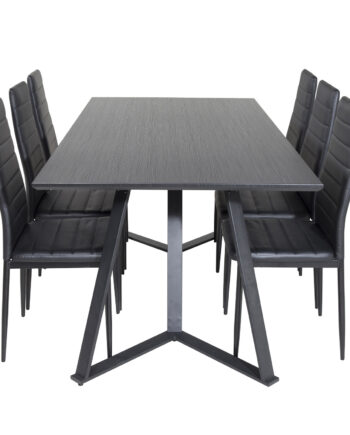 Venture Design Marina Spisebordssæt       Stole Sort Finer Sort Metal Og Sort Pu Sort Metal