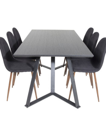 Venture Design Marina Spisebordssæt       Stole Sort Finer Sort Metal Og Sort Stof Folie Metal