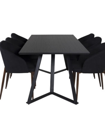 Venture Design Marina Spisebordssæt       Stole Sort Finer Sort Metal Og Sort Stof Folie Metal