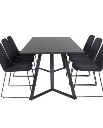 Venture Design Marina Spisebordssæt       Stole Sort Finer Sort Metal Og Sort Stof Sort Metal