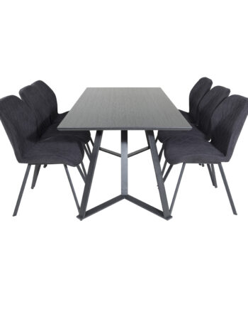 Venture Design Marina Spisebordssæt       Stole Sort Finer Sort Metal Og Sort Stof Sort Metal