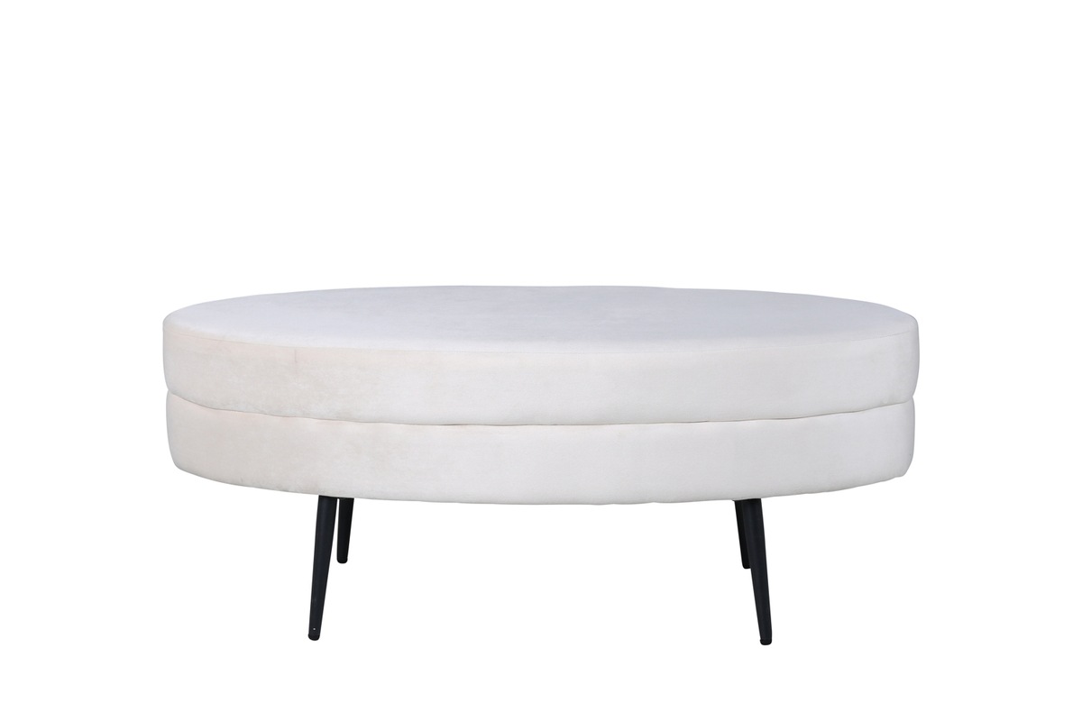 Venture Design Otto Puf  Oval Beige Fløjl Og Sort Stål  100x40