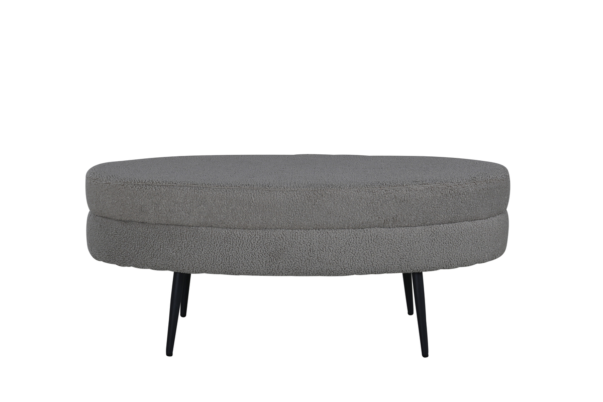 Venture Design Otto Puf  Oval Grå Bamsestof Polyester Og Sort Stål  100x40