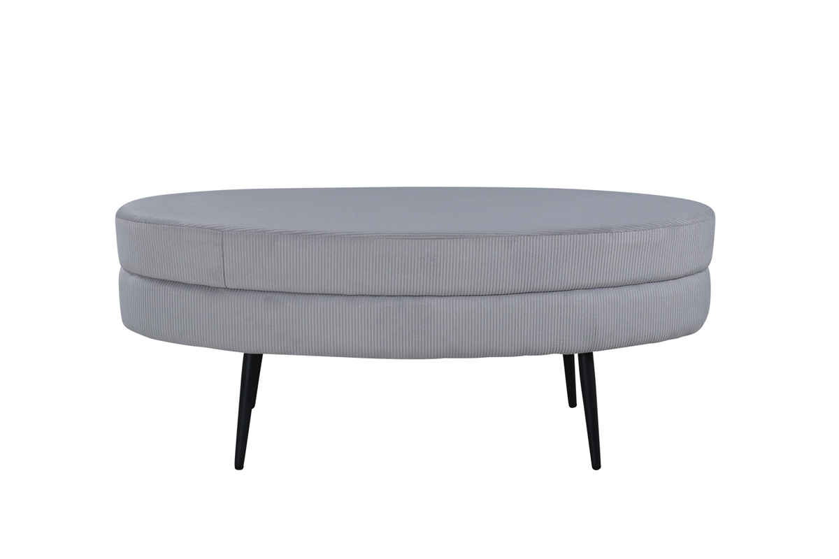 Venture Design Otto Puf  Oval Grå Fløjl Og Sort Stål  100x40