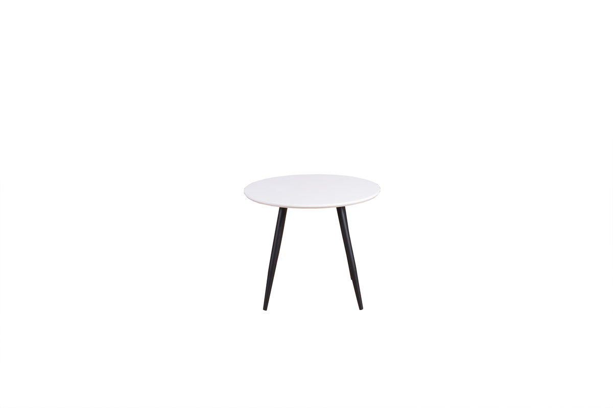 Venture Design Plaza Børnespisebord  Rund Hvid Mdf Og Sort Stål  ø60