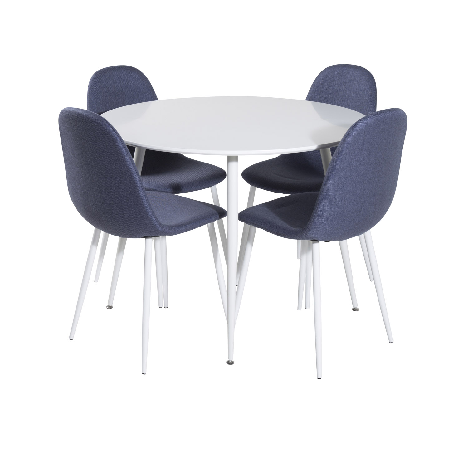 Venture Design Plaza Spisebordssæt Stole Hvid Mdf Hvid Metal Og Blå Stof Hvid Metal