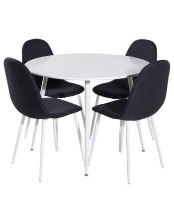 Venture Design Plaza Spisebordssæt       Stole Hvid Mdf Hvid Metal Og Sort Stof Hvid Metal