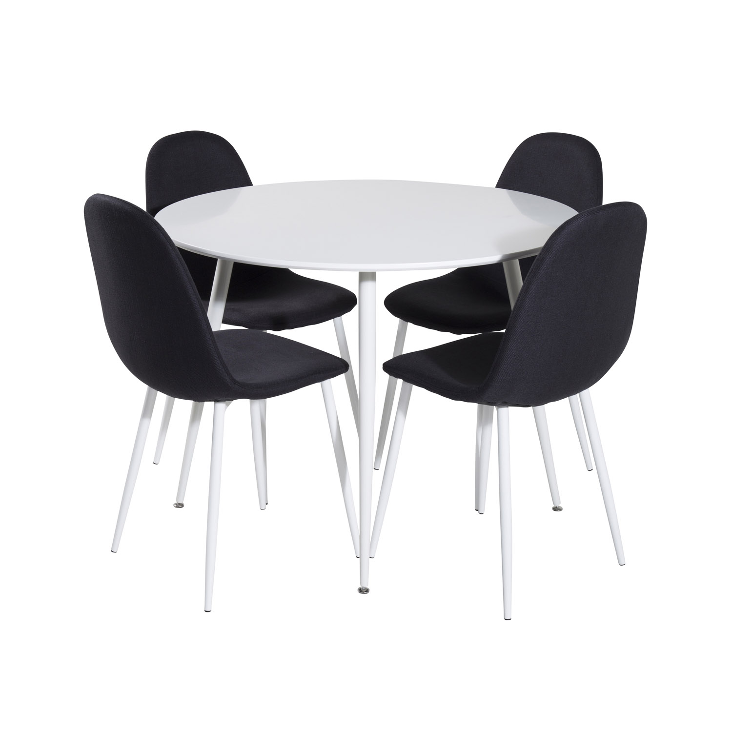 Venture Design Plaza Spisebordssæt Stole Hvid Mdf Hvid Metal Og Sort Stof Hvid Metal