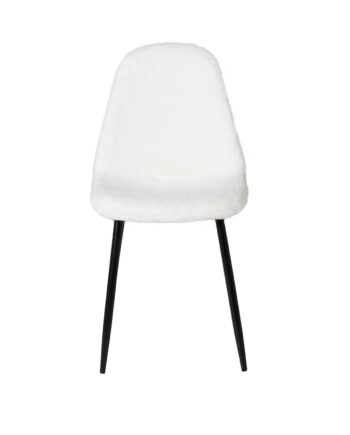 Venture Design Polar Fluff Spisebordsstol Hvid Polyester Teddystof Og Sort Metal
