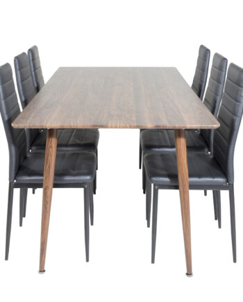 Venture Design Polar Spisebordssæt       Stole  Brun Valnøddefolie Mdf Metal Og Sort Pu Sort Metal