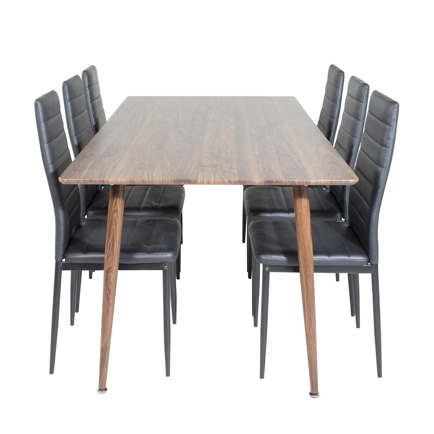 Venture Design Polar Spisebordssæt Stole Brun Valnøddefolie Mdf Metal Og Sort Pu Sort Metal