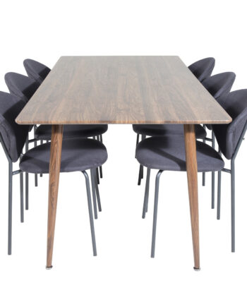 Venture Design Polar Spisebordssæt       Stole  Brun Valnøddefolie Mdf Metal  Sort Stof Sort Metal