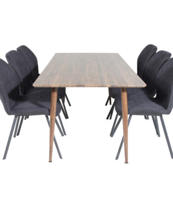 Venture Design Polar Spisebordssæt       Stole  Brun Valnøddefolie Mdf Metal  Sort Stof Sort Metal