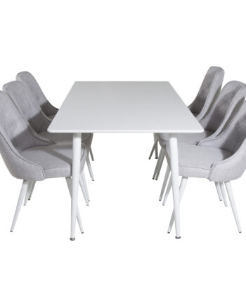 Venture Design Polar Spisebordssæt       Stole  Hvid Mdf Hvid Metal  Lysegrå Stof Hvid Metal