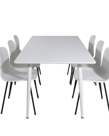 Venture Design Polar Spisebordssæt       Stole Hvid Mdf Hvid Metal Og Hvid Plastik Sort Metal