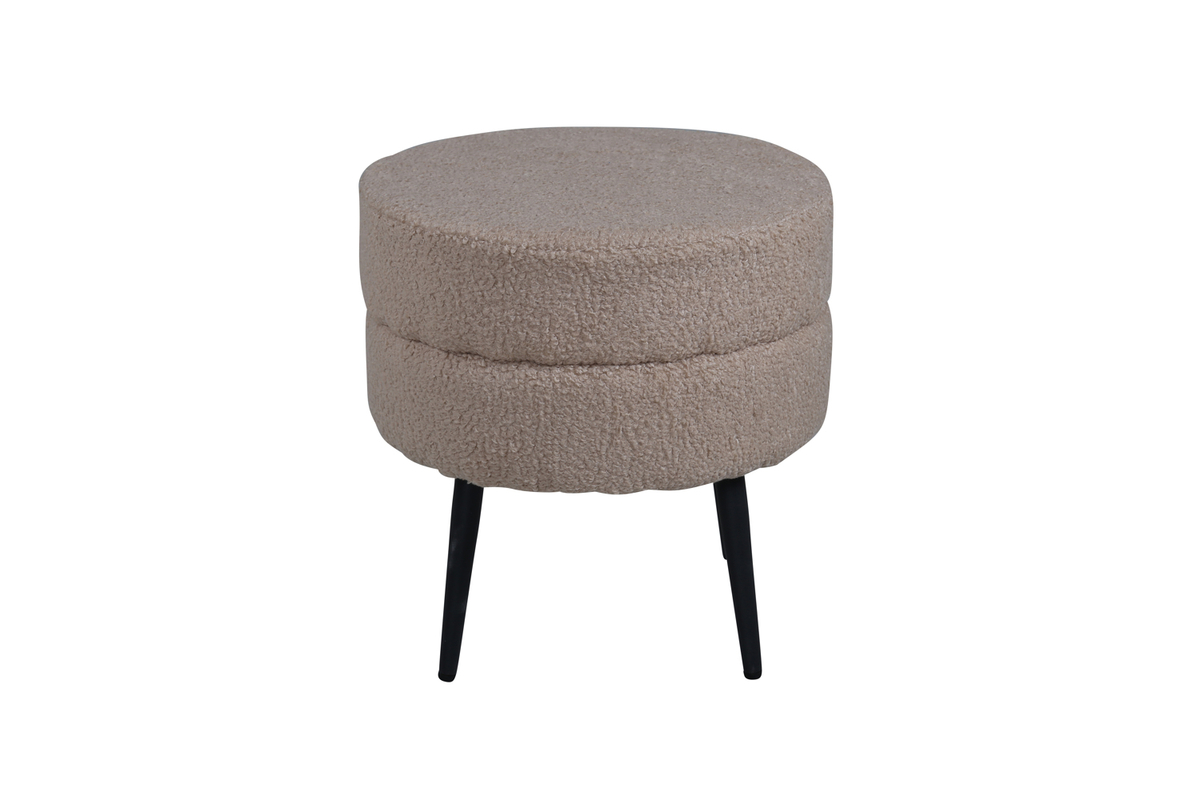 Venture Design Pot Puf  Rund Beige Bamsestof Polyester Og Sort Stål  ø40