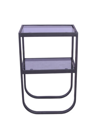 Venture Design Rocker Sengebord     Hylde Grå Røget Glas Og Sort Metal  45x30
