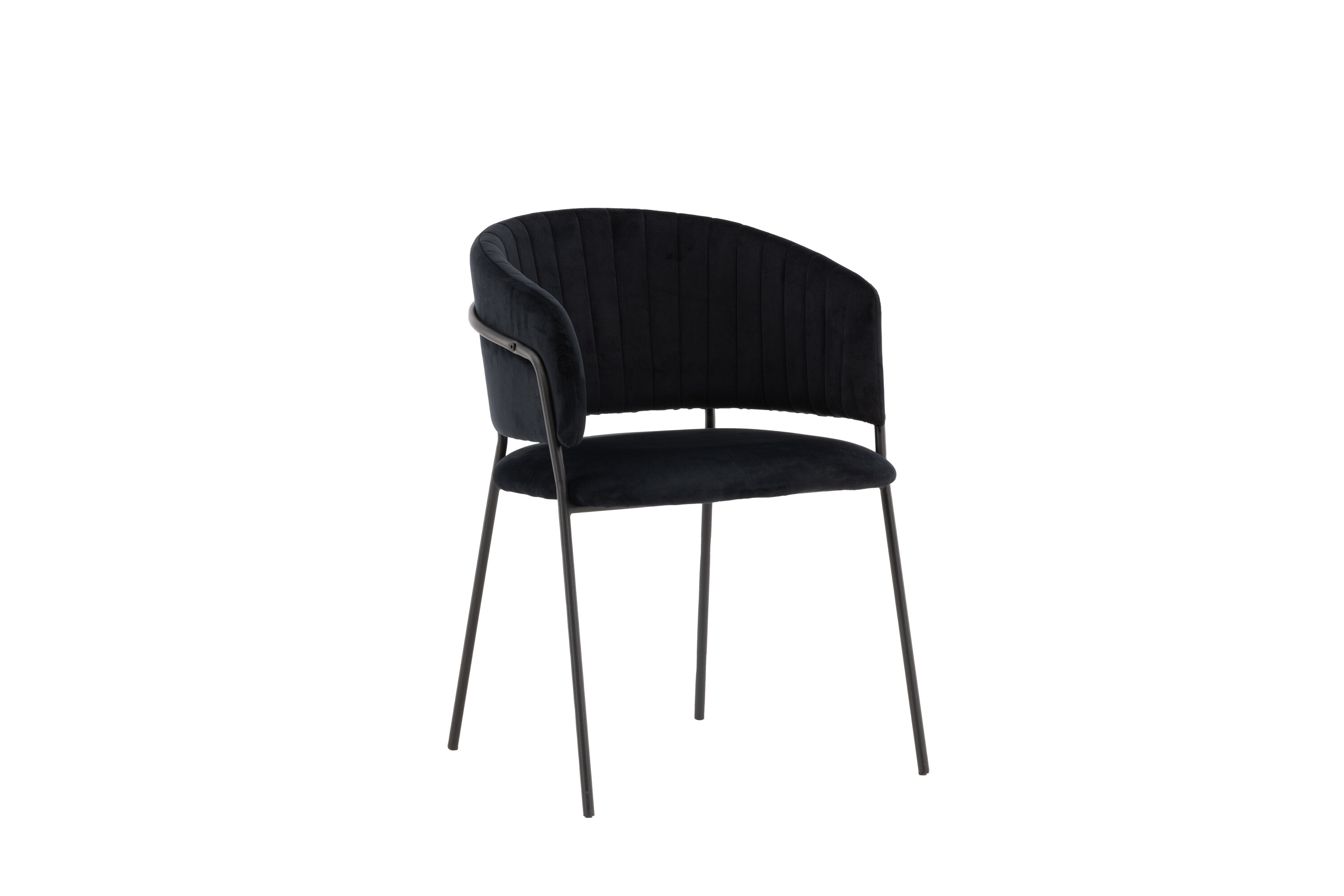 Venture Design Selma Spisebordsstol     Armlæn Sort Polyester Fløjl Og Sort Stål