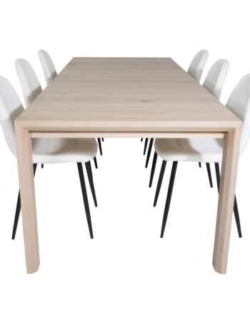 Venture Design Slider Spisebordssæt       Stole Hvidvasket Egefiner Eg Og Hvid Teddy Sort Metal