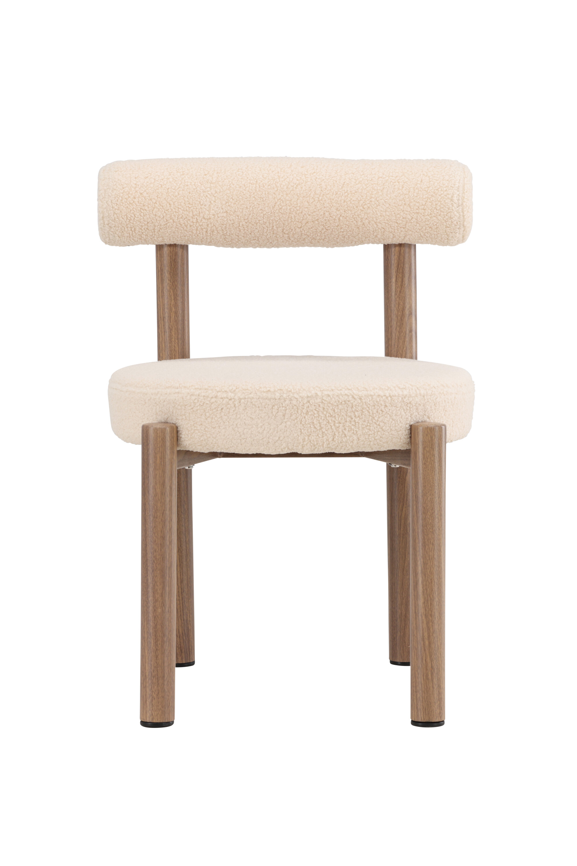 Venture Design Tillo Spisebordsstol Hvid Bouclé Stof Og Stål Med Brun Woodlook 3d Papir