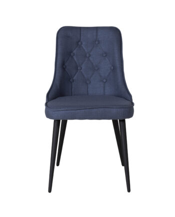 Venture Design Velvet Deluxe Spisebordsstol Blå Polyester Og Sort Metal