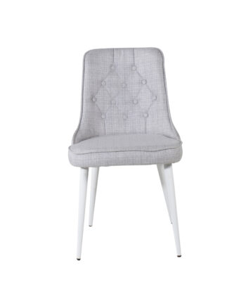 Venture Design Velvet Deluxe Spisebordsstol Lysegrå Polyester Og Hvid Metal