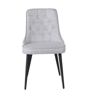 Venture Design Velvet Deluxe Spisebordsstol Lysegrå Polyester Og Sort Metal