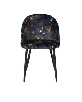 Venture Design Velvet Spisebordsstol Multifarvet Blomster Polyester Og Sort Metal