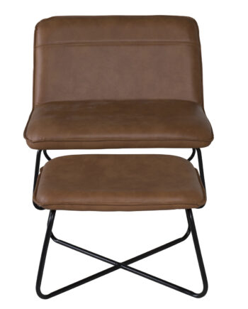 Venture Design  -loungestol    Fodskammel Brun Pu Og Sort Jern