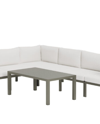 Venture Home Copacabana Havehjørnesofasæt       Bord Og   Sofa Hvid Bouclé Hynder Og Brun Aluminium
