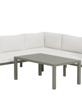 Venture Home Copacabana Havehjørnesofasæt       Bord Og   Sofa Hvid Bouclé Hynder Og Brun Aluminium