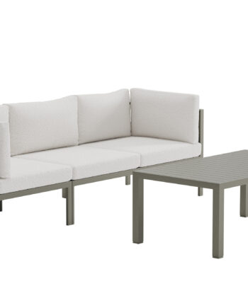 Venture Home Copacabana Havesofasæt       Bord Og   Sofa Hvid Bouclé Hynder Og Brun Aluminium