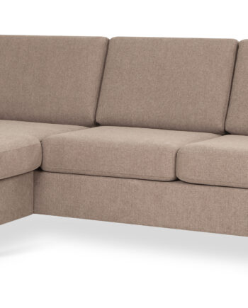 Wendy Set   3d Sofa     Chaiselong Antelope Beige Polyester Stof Og Sort Træ