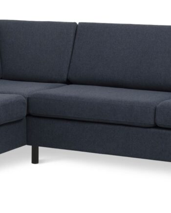 Wendy Set   Oe Left Sofa     Chaiselong Blå Polyester Stof Og Sort Træ