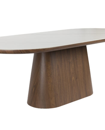 White Label Living Almira Spisebord  Oval Snehvid Mat Sintret Sten Og Valnød Papirfinér  200x90