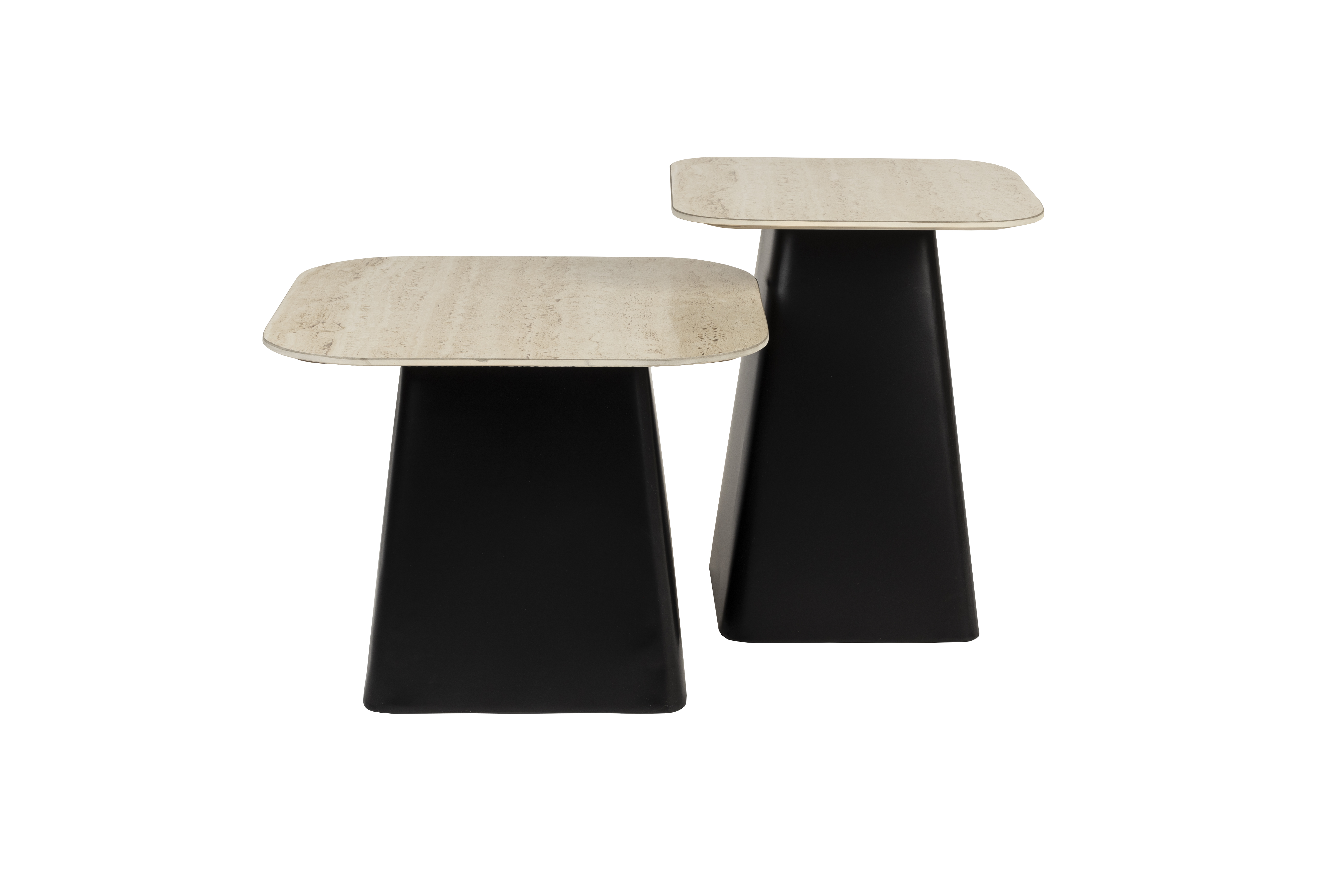 White Label Living Baru Sidebord Beige Keramik Og Sort Jern  Sæt Med