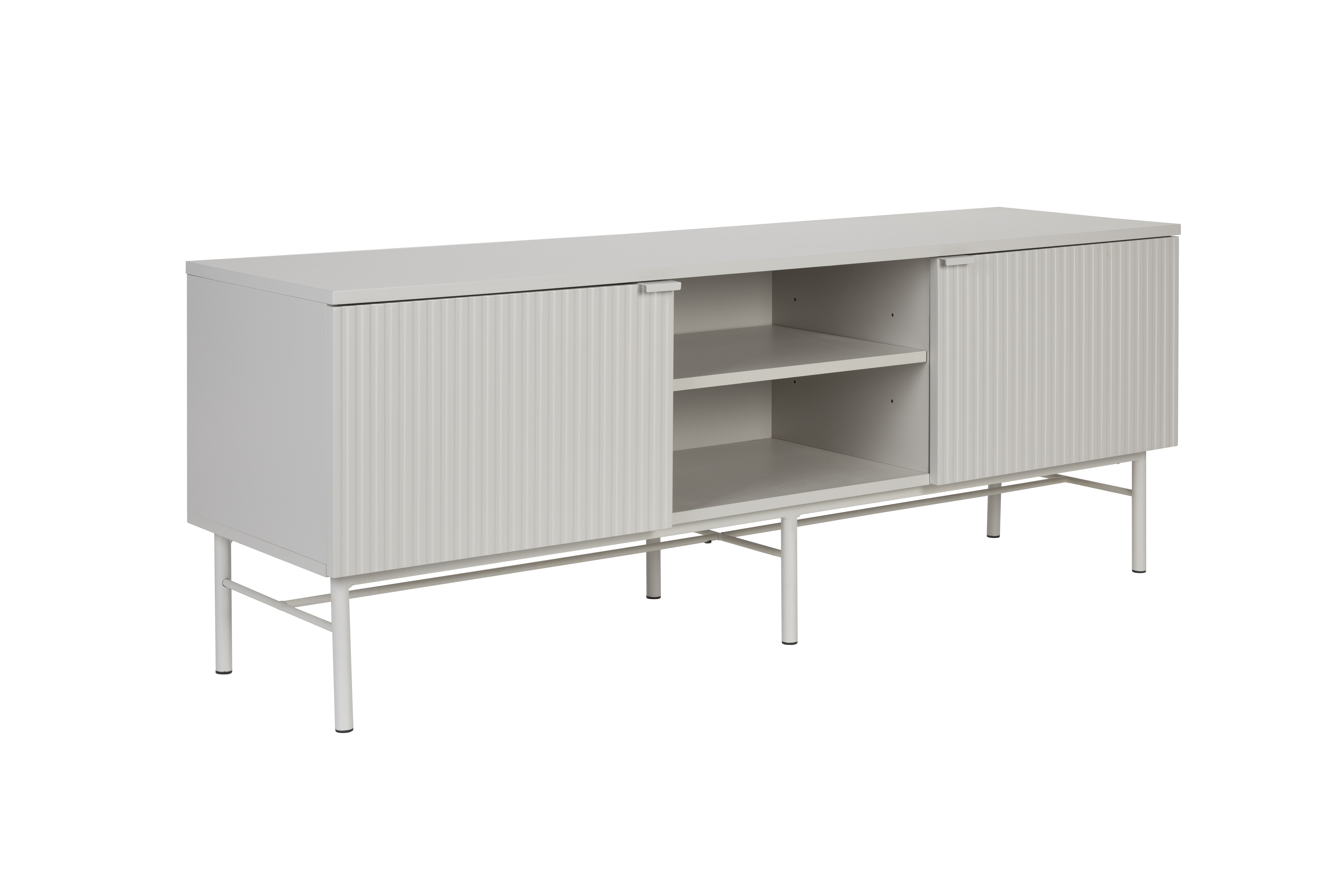 White Label Living Cayo Lav Tv-bord       Låger Og   Hylder Hvid Mdf Og Hvid Jern  155x40