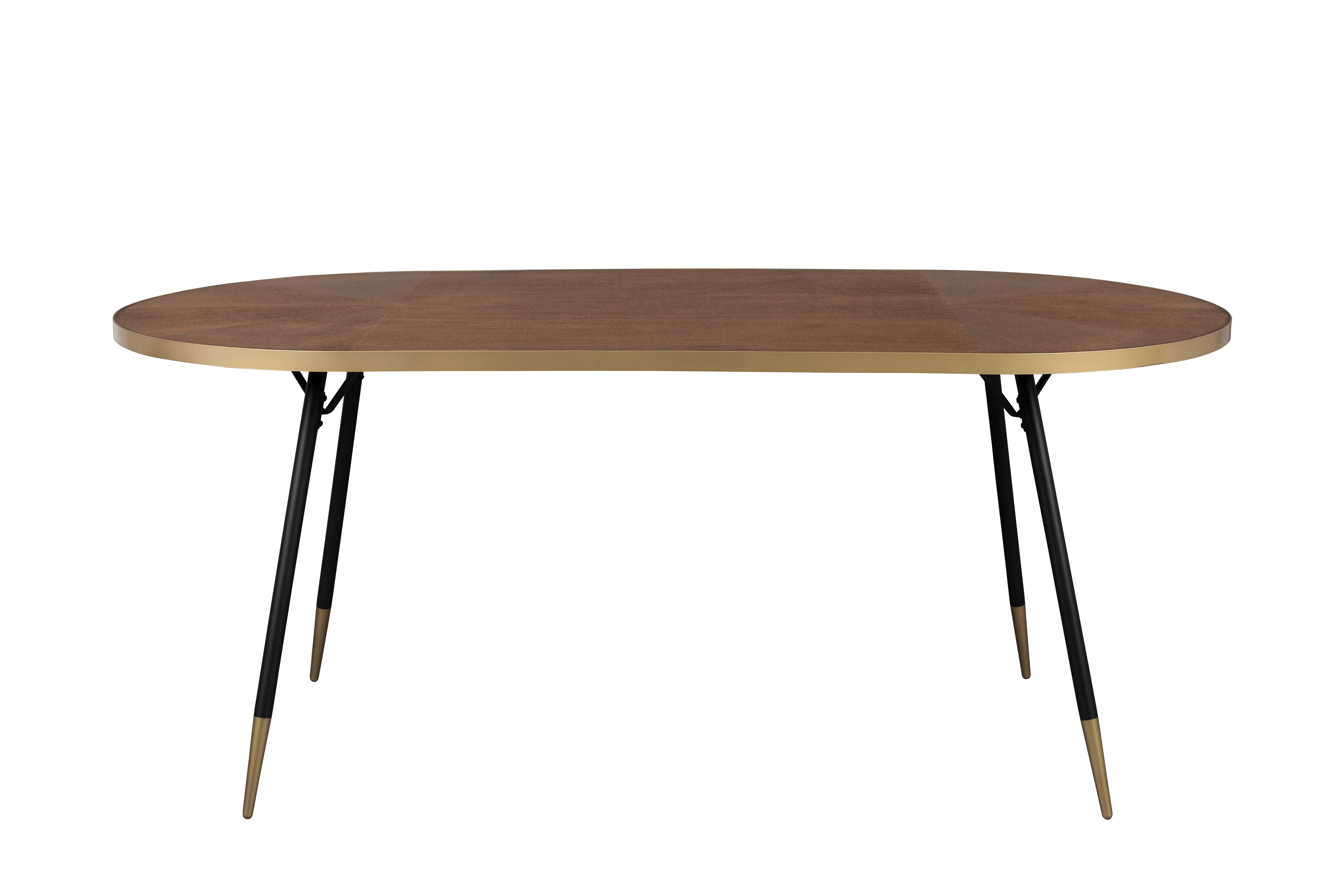 White Label Living Denise Spisebord  Oval Brun Askefinér Og Sort Metal  180x90