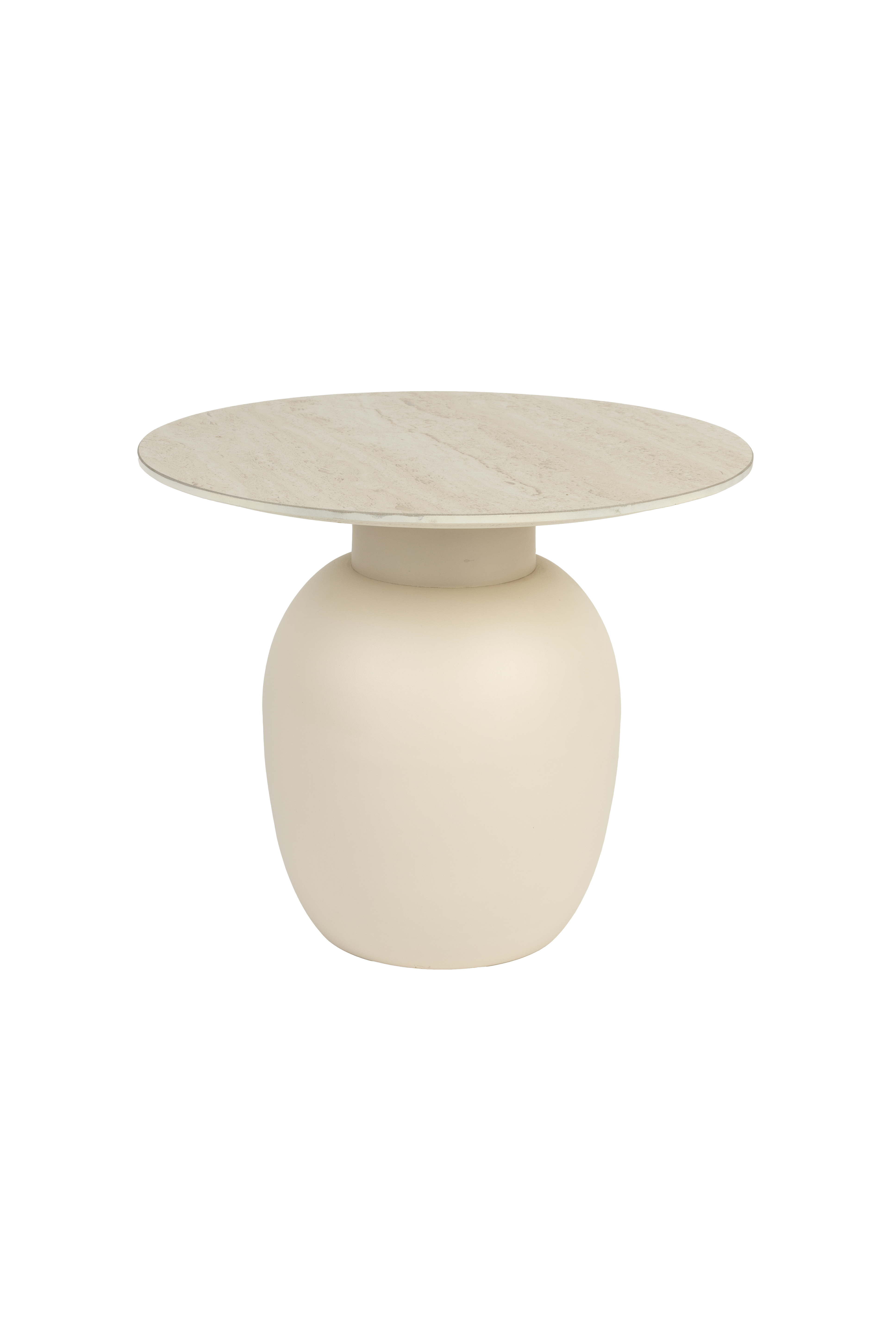 White Label Living Karula Sidebord  Lav  Rund Beige Keramik Jern  ø50