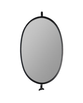 White Label Living Lara Vægspejl  Oval Spejlglas Og Sort Jern  48x34