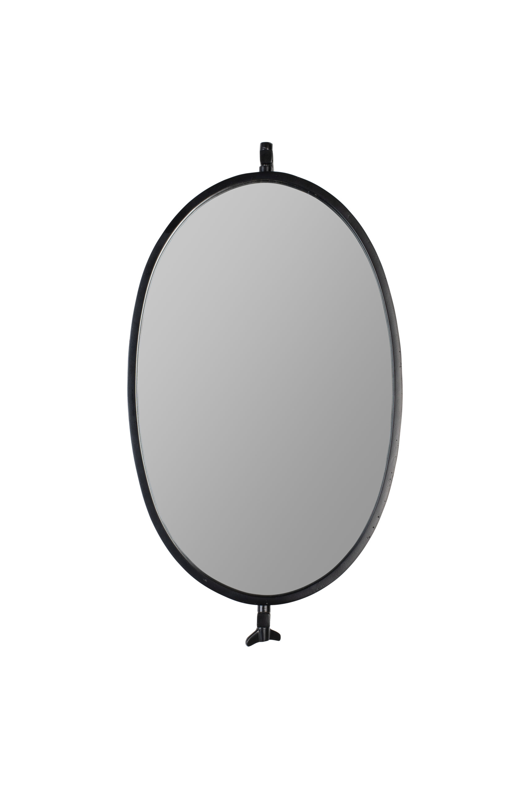 White Label Living Lara Vægspejl Oval Spejlglas Og Sort Jern 48x34