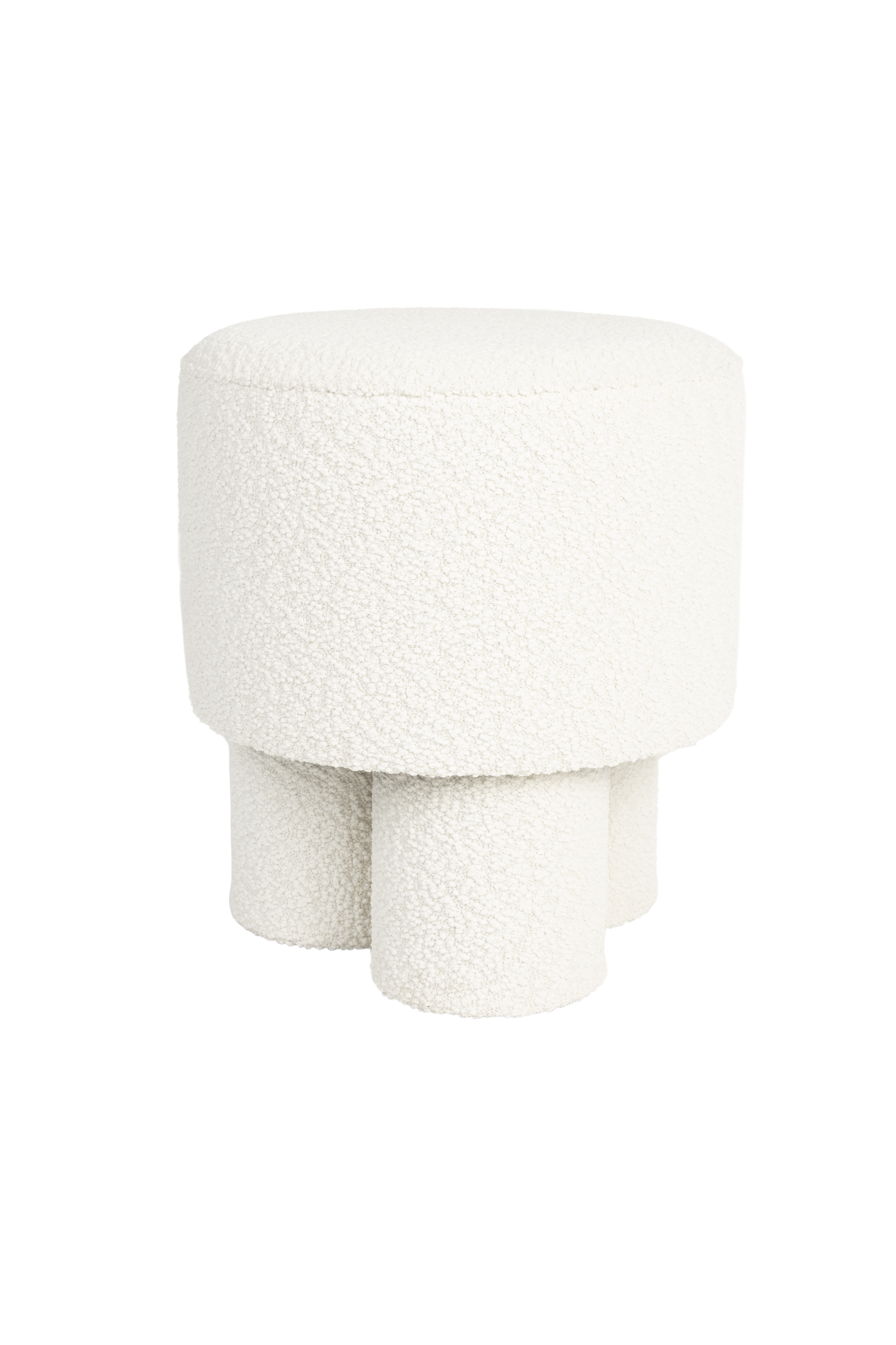 White Label Living Marcos Skammel  Rund Hvid Polyester  ø40