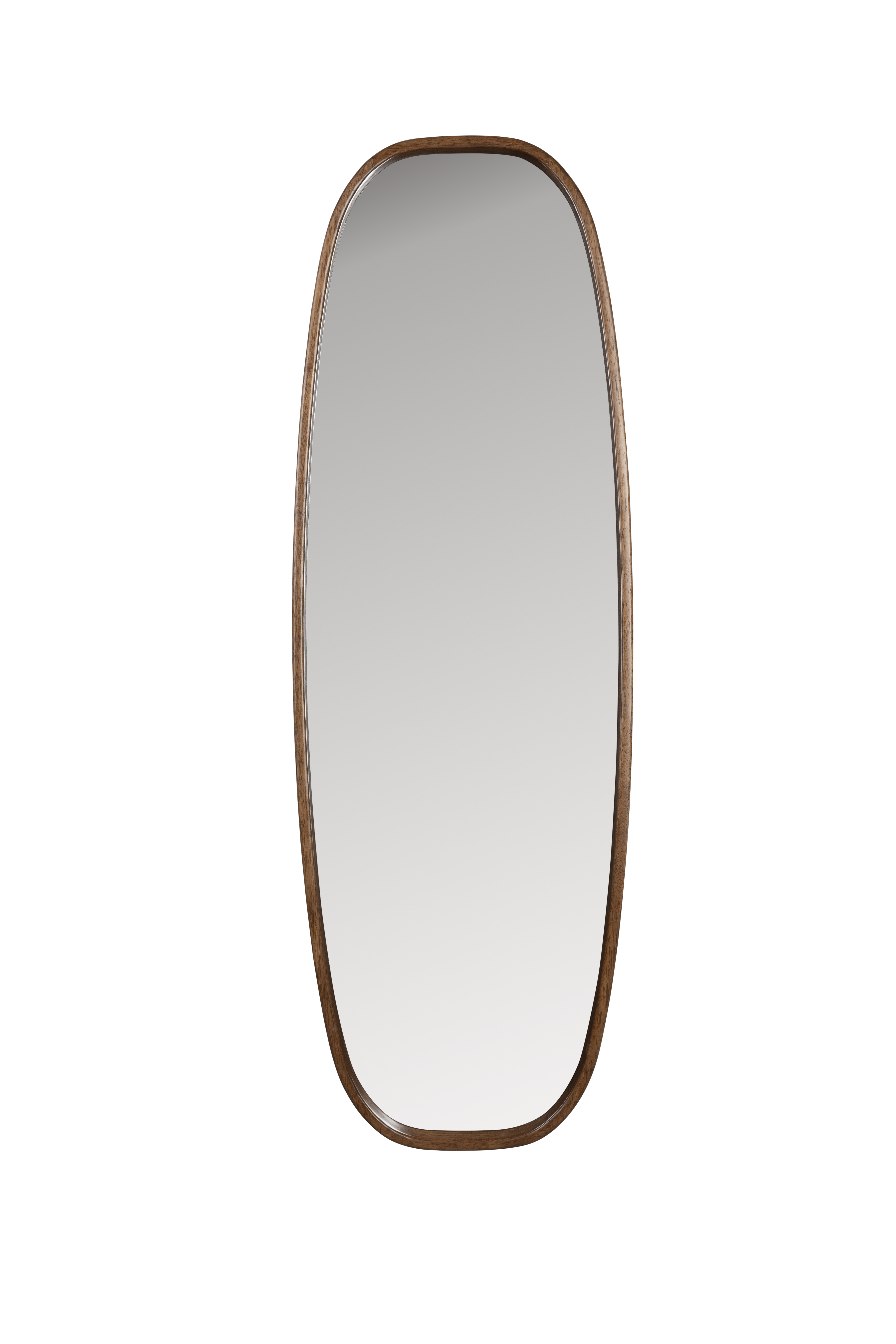 White Label Living Nyko   Vægspejl  Oval Spejlglas Og Brun Gummitræ  120x40