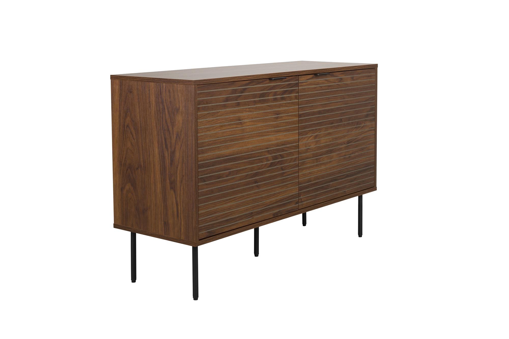White Label Living Stripes Høj Skænk       Låger Og   Hylder Brun Mdf Og Jern