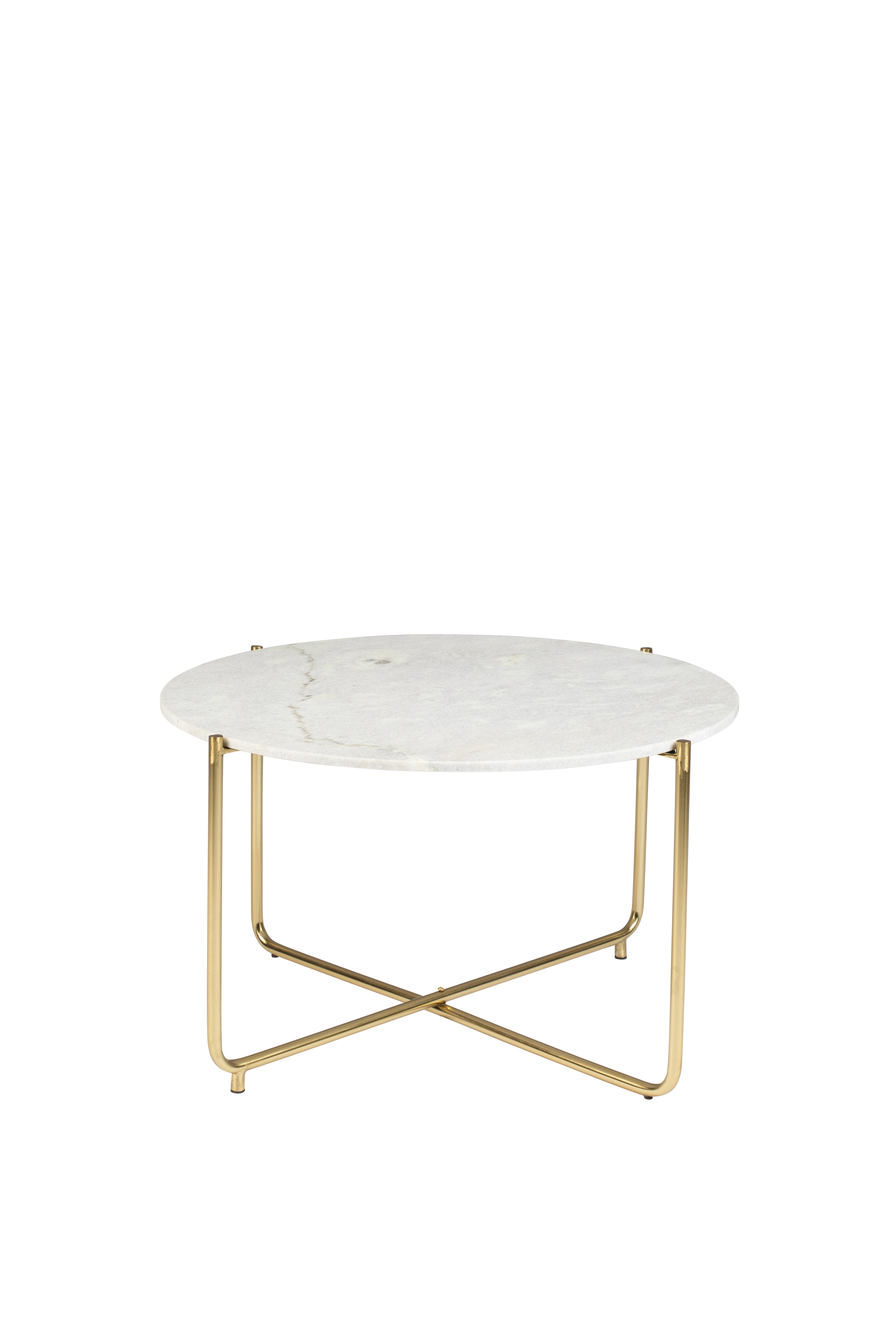 White Label Living Timpa Sofabord  Rund Hvid Marmor Og Guld Metal  ø70