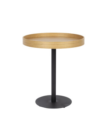 White Label Living Yuri   Sidebord  Rund Natur Egefinér Og Sort Jern  ø40