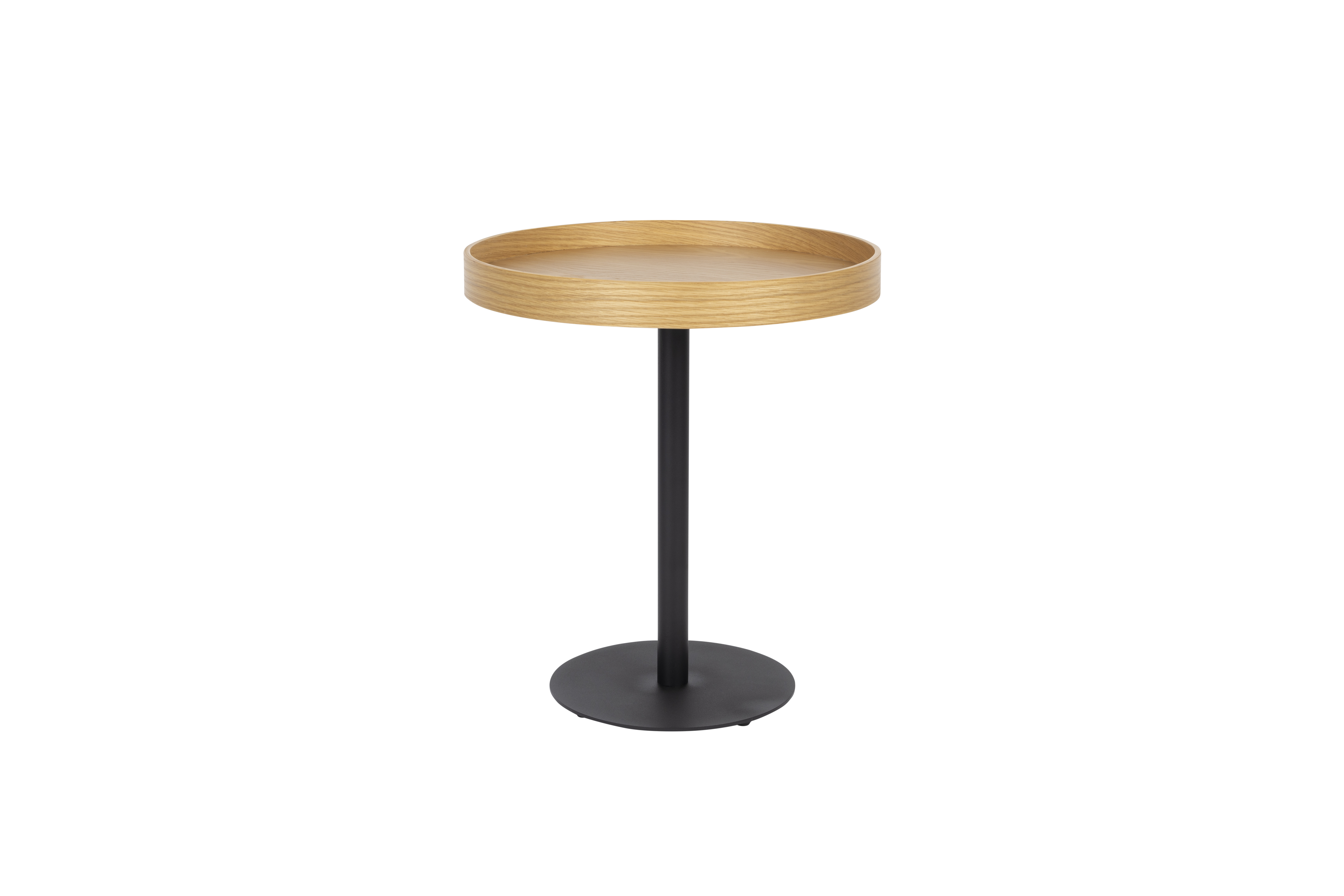 White Label Living Yuri   Sidebord  Rund Natur Egefinér Og Sort Jern  ø40